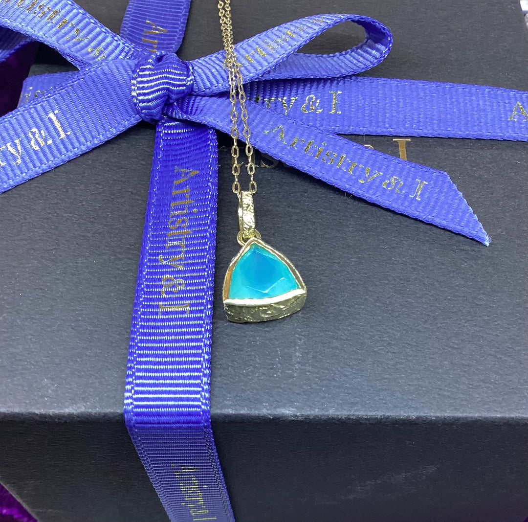 SEA BLUE CALCEDNY TRIANGLE PENDANT