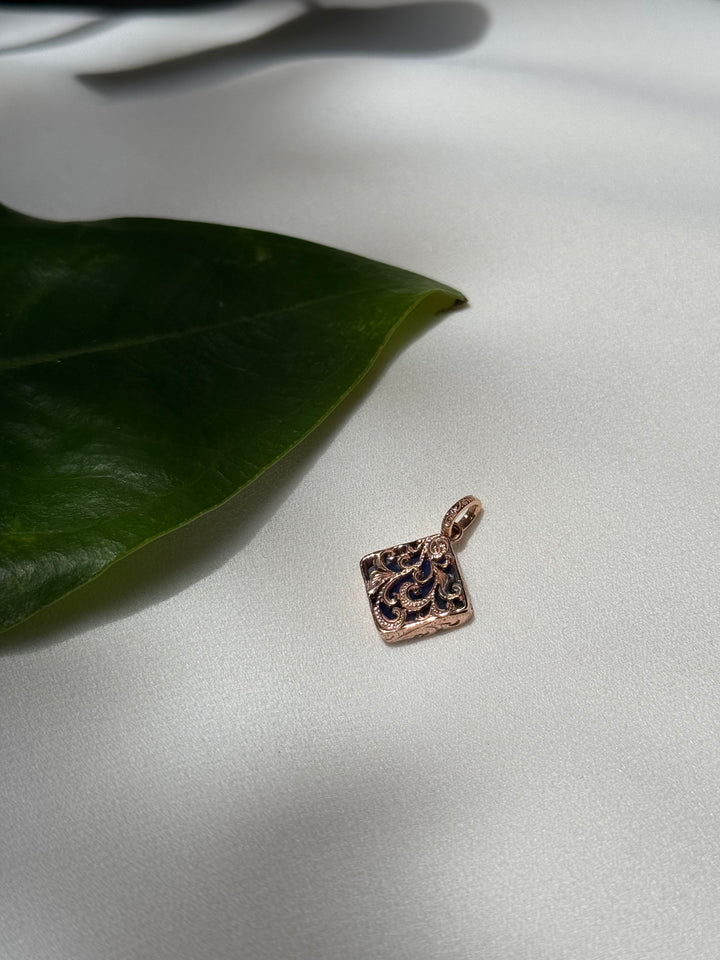 SQUARE STONE PENDANT CHARM　(MOSS AGATE)