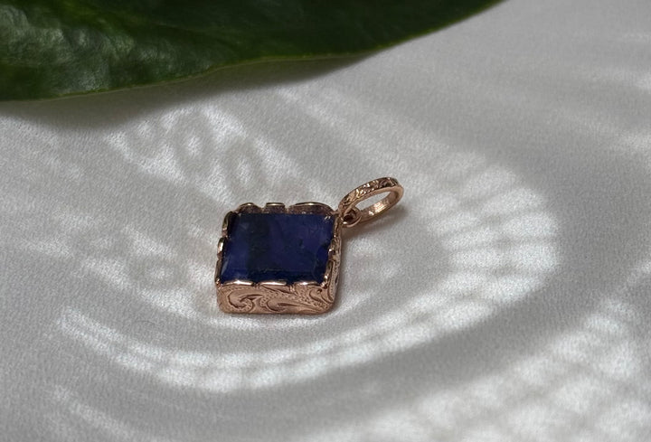 SQUARE STONE PENDANT CHARM　(MOSS AGATE)