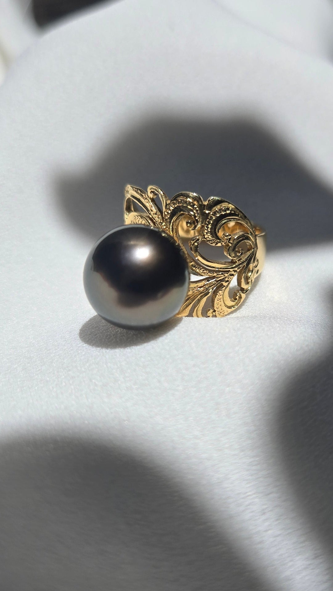K18YG 12MM TAHITIAN PEARL RING