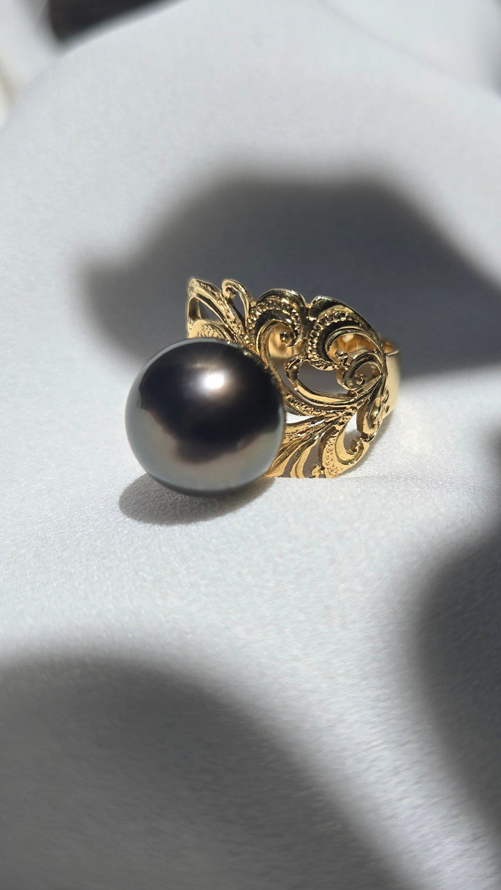 K18YG 12MM TAHITIAN PEARL RING