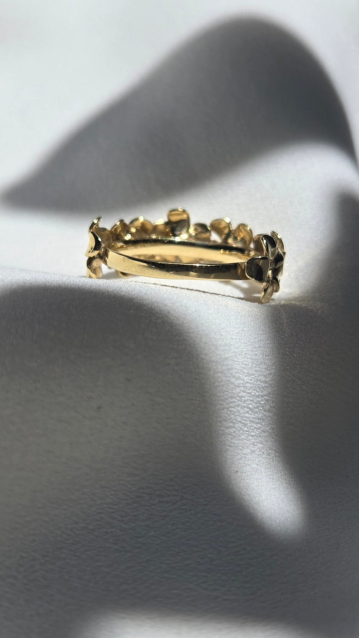 K10YG PLUMERIA HALF ETERNITY RING