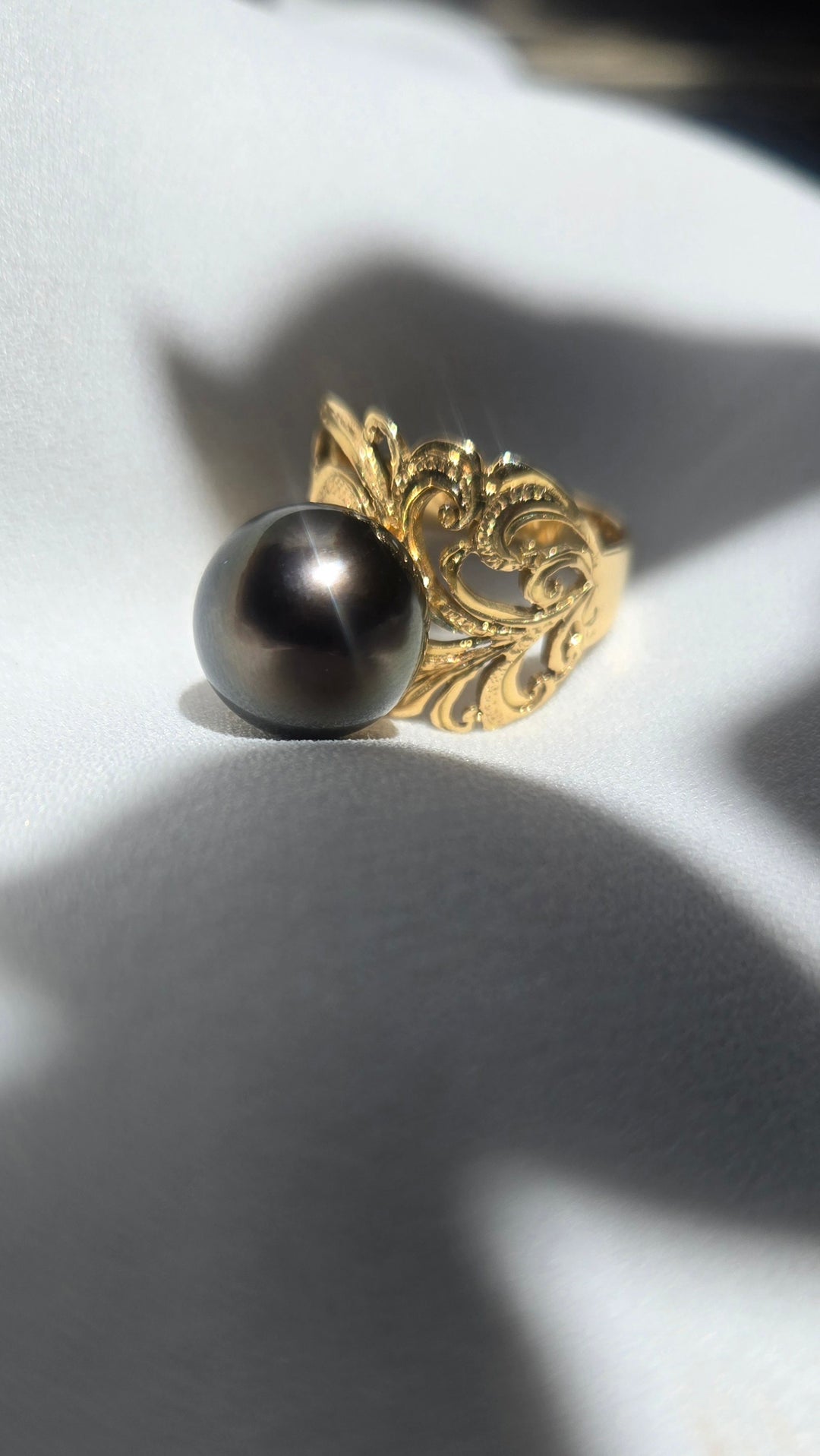 K18YG 12MM TAHITIAN PEARL RING