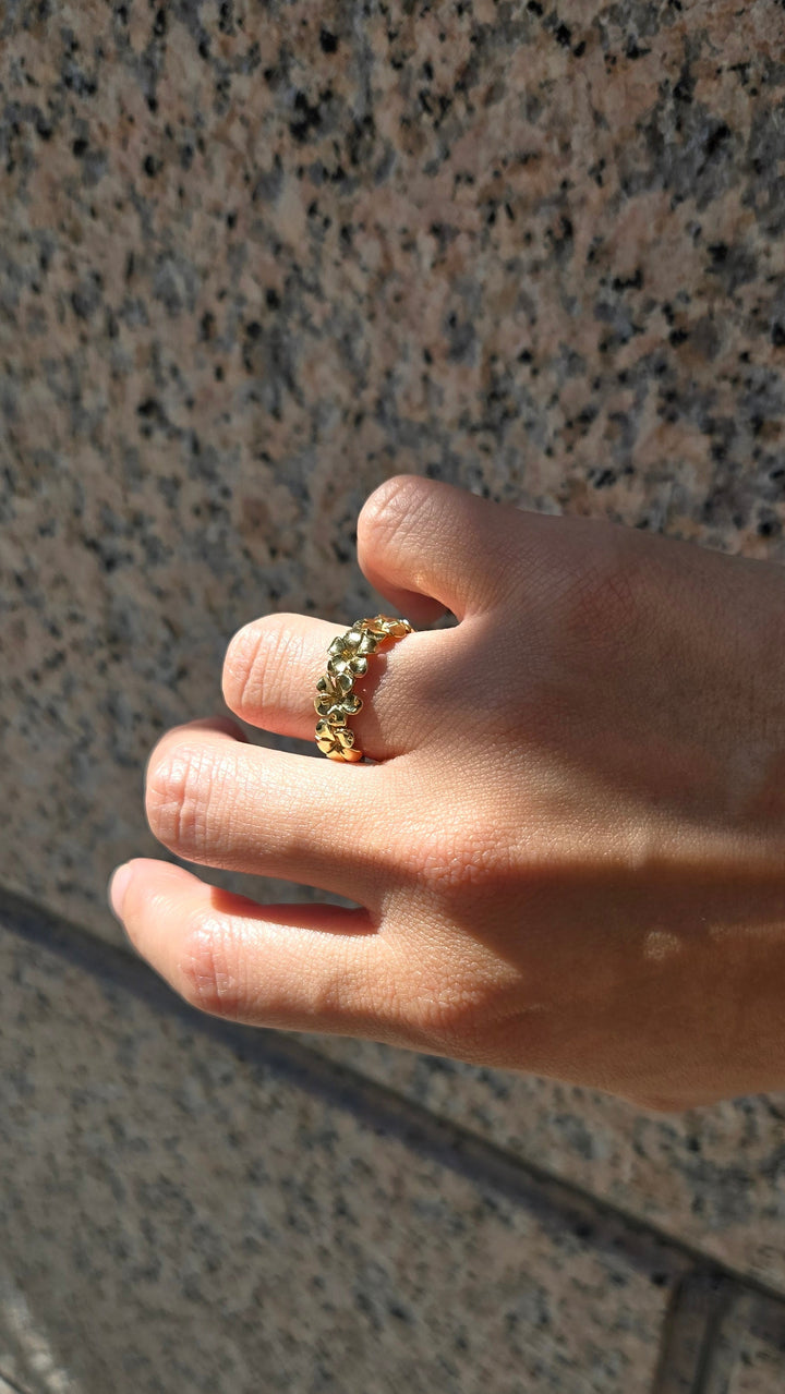 K10YG PLUMERIA HALF ETERNITY RING