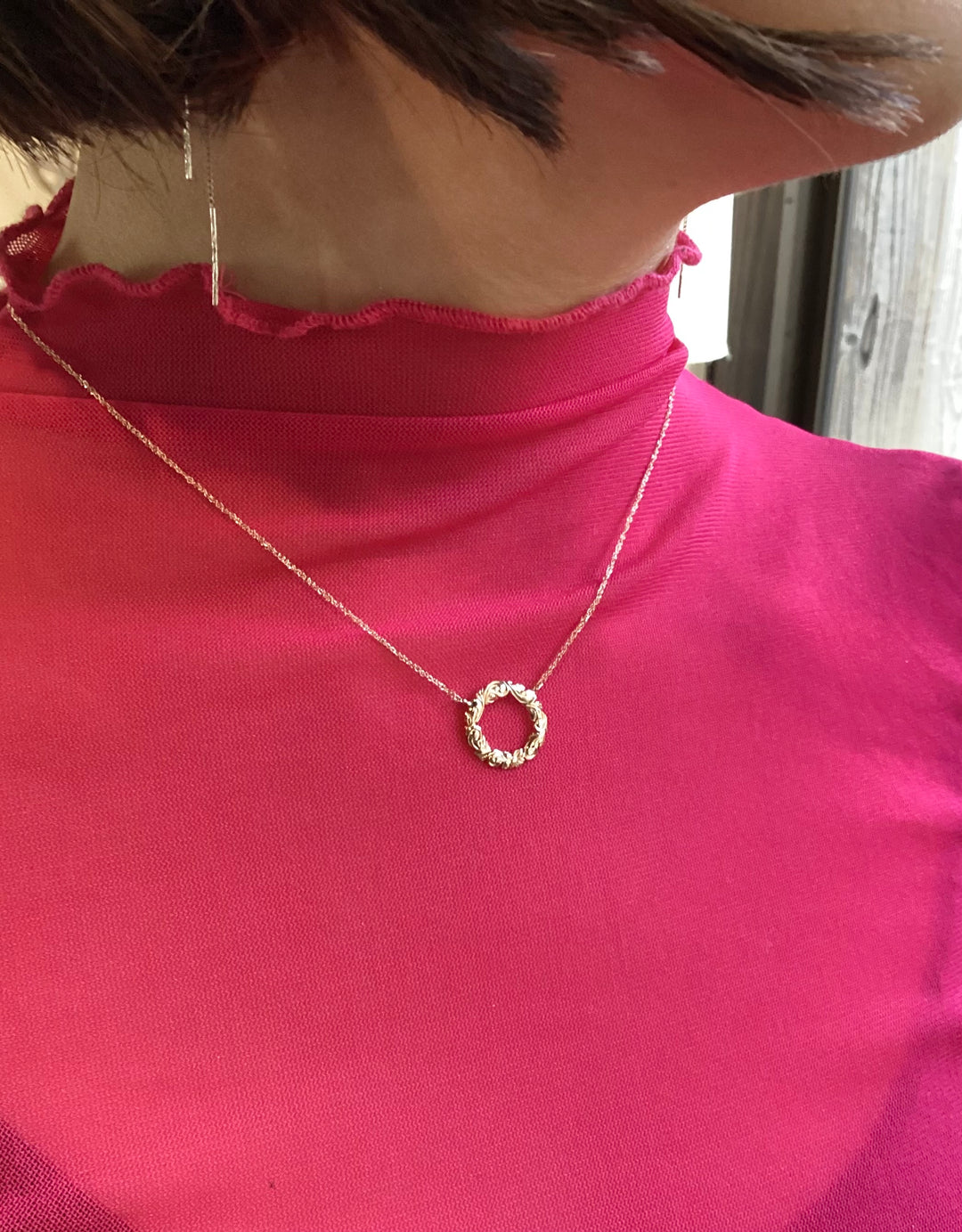 K10PG FLOWER LEI  PENDANT M