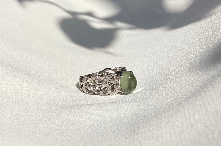SV PREHNITE FILIGREE RING