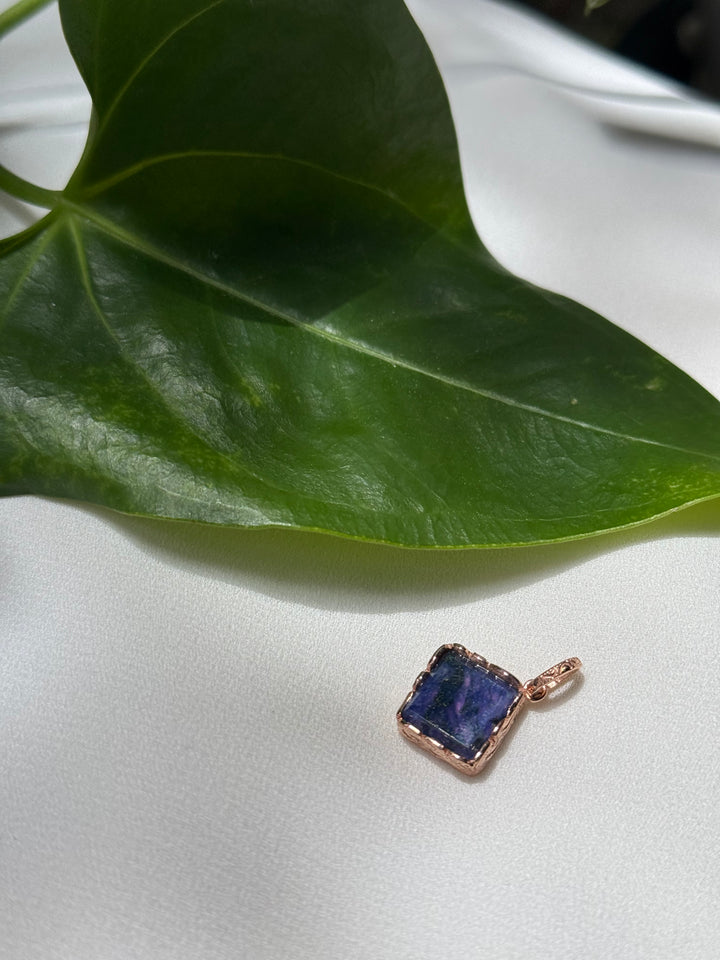 SQUARE STONE PENDANT CHARM　(MOSS AGATE)