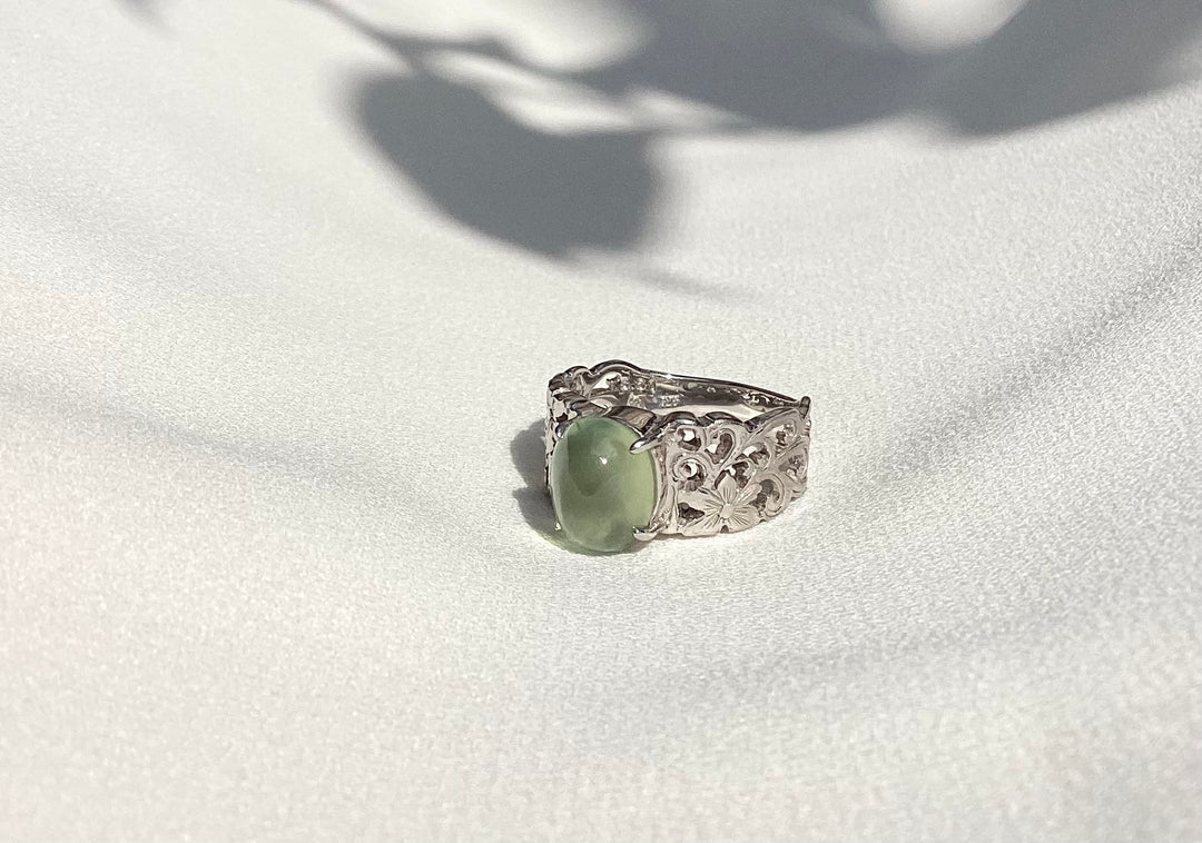 SV PREHNITE FILIGREE RING