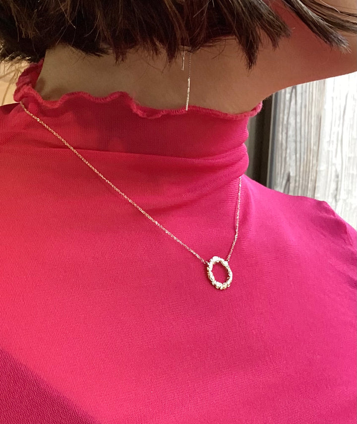 K10PG FLOWER LEI  PENDANT M