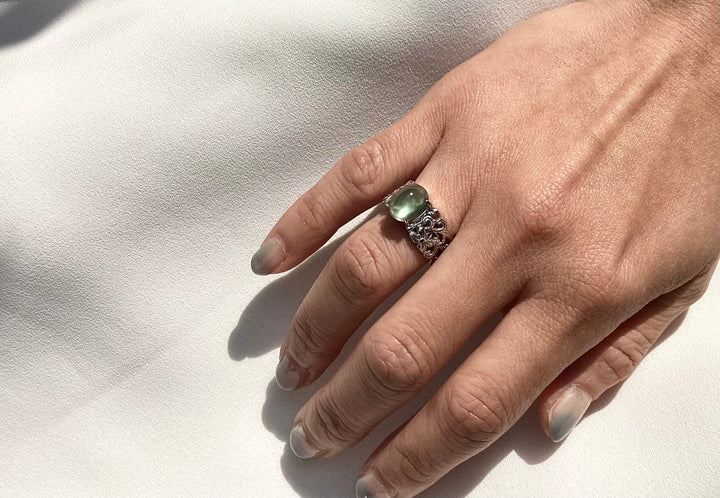 SV PREHNITE FILIGREE RING