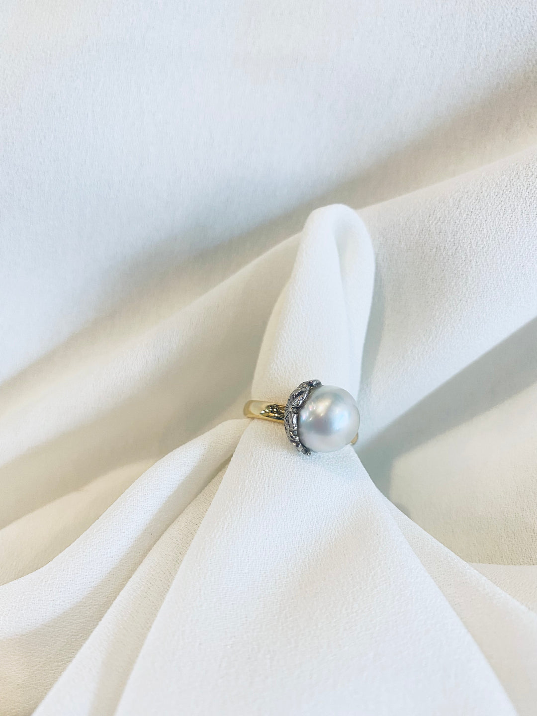 9mm　WHITE PEARL RING