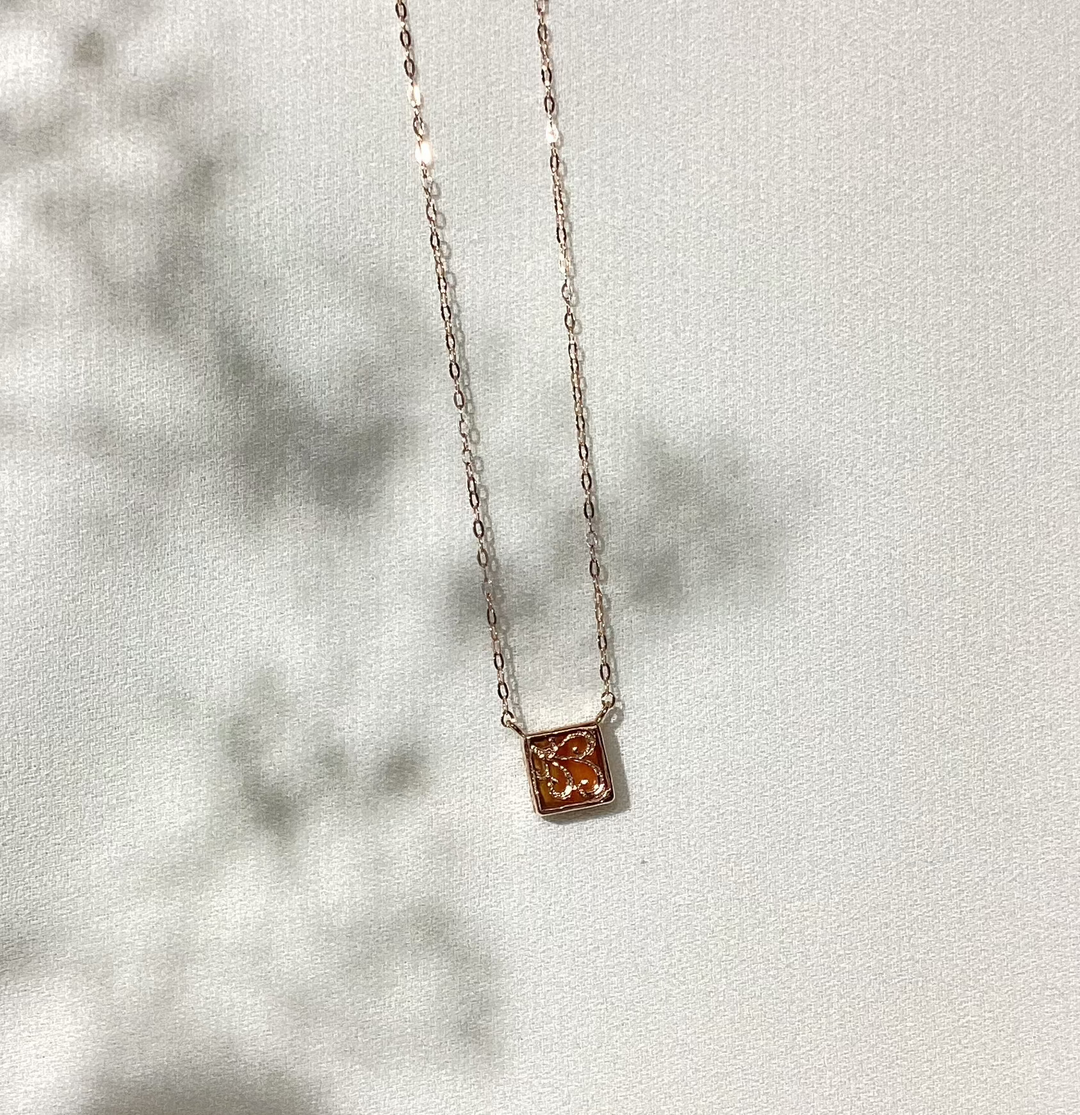 SQUARE STONE PENDANT(Sardonyx)