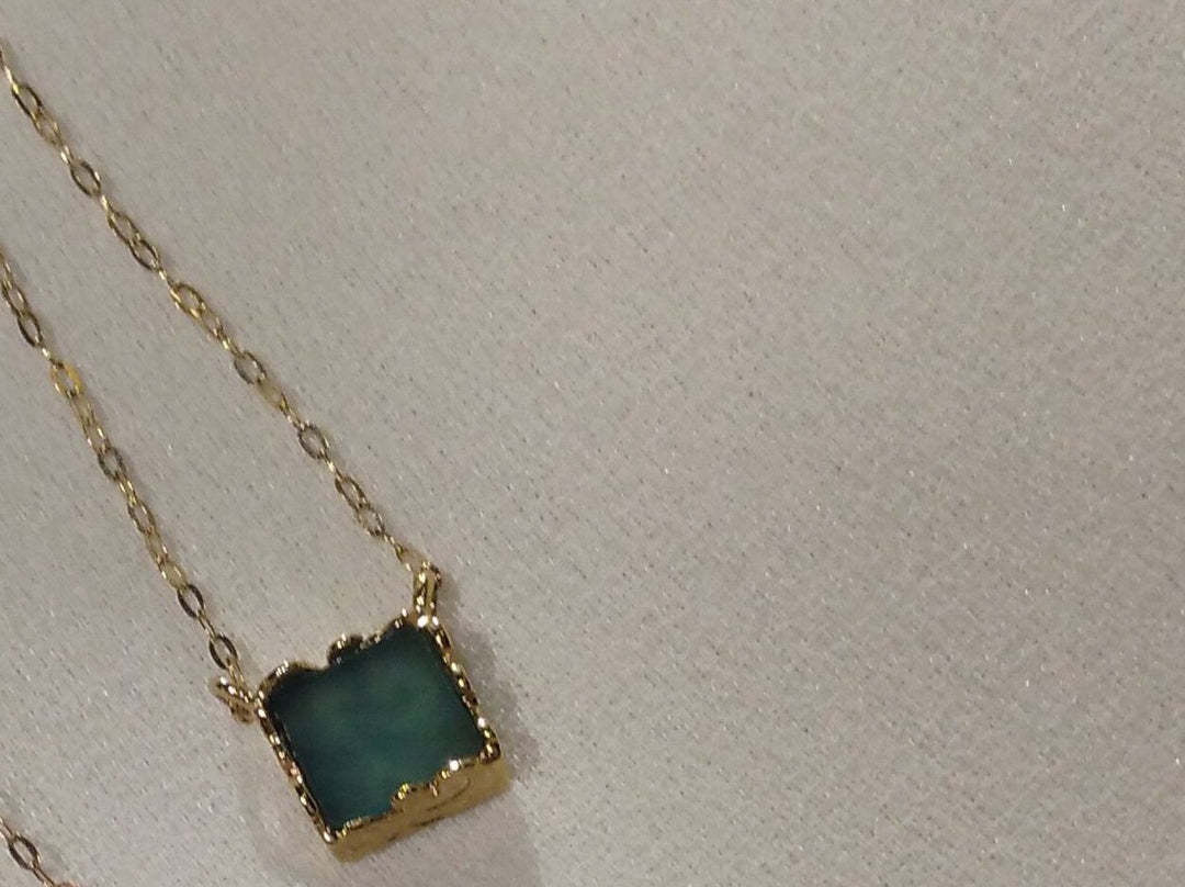 SQUARE STONE PENDANT(Sea Blue chalcedony)